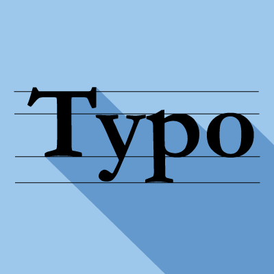 Das Wort Typo an mehreren horizontalen Hilfslinien zur Veranschaulichung typografischer Ausrichtung